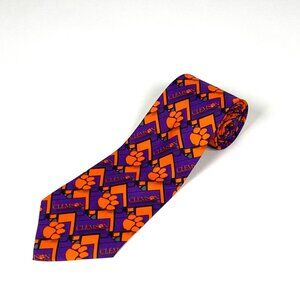 Clemson University Tigers 100% Silk Necktie Neck Tie Larson Officially Licensed
